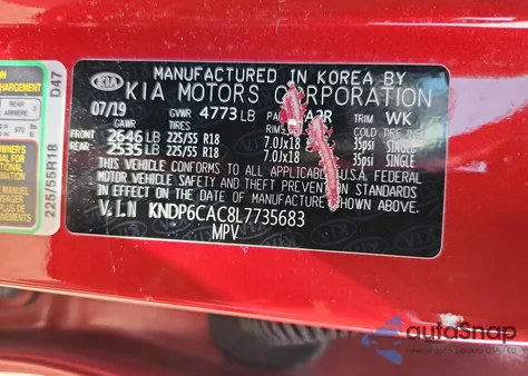 2020 Kia Sportage S из США, поврежденный, VIN KNDP6CAC8L7735683